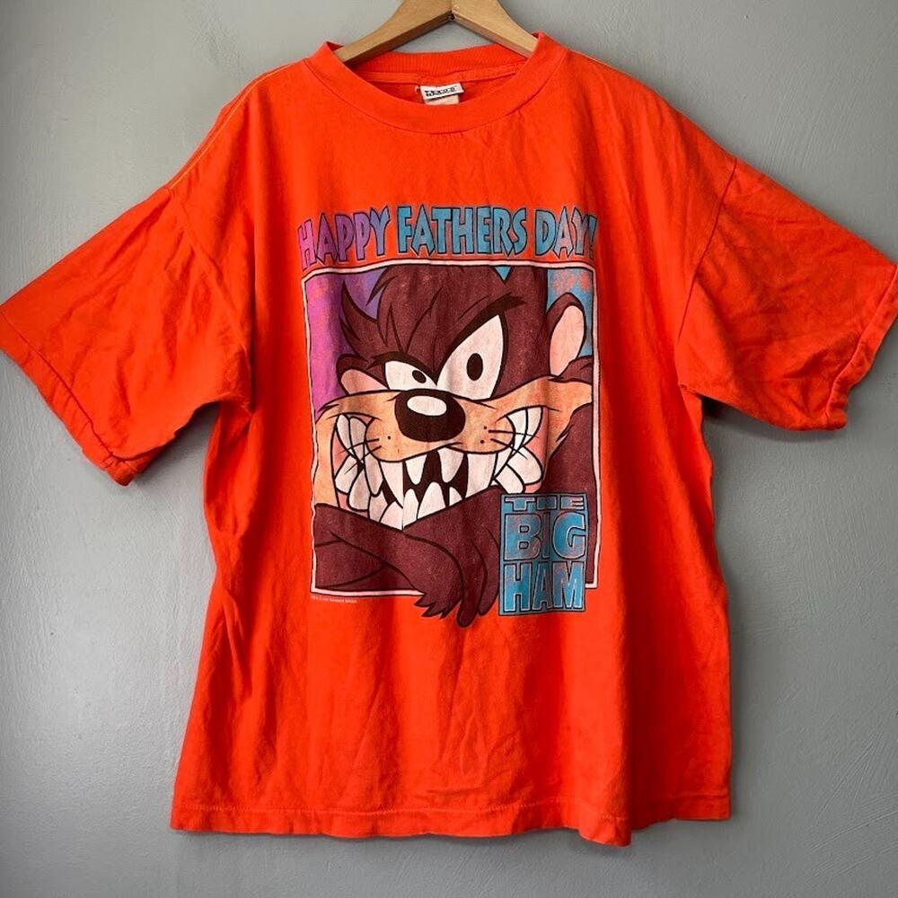Vintage Taz Fathers Day T Shirt Size L XL Tasmanian Devil Single Stitch 90s Tee